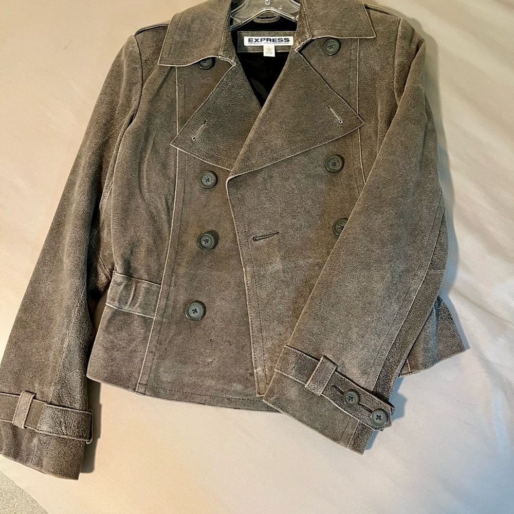 Vintage Express Gray/Brown Leather Jacket